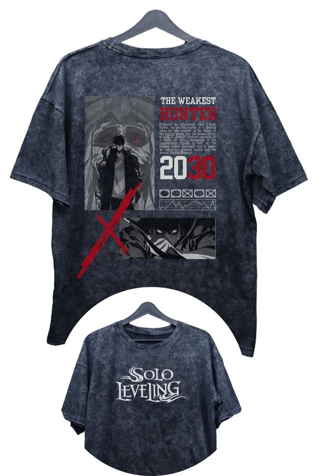 Oversize Solo Leveling 2030 Back Printed Washable T-Shirt, Unisex Anime Printed Retro T-Shirt