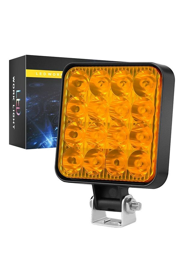 Off Road Traktör Tir Kamyon Sis Fari Ve Çalışma Lambası 16 Led Kare SARI 3 İNÇ 84mm - 1