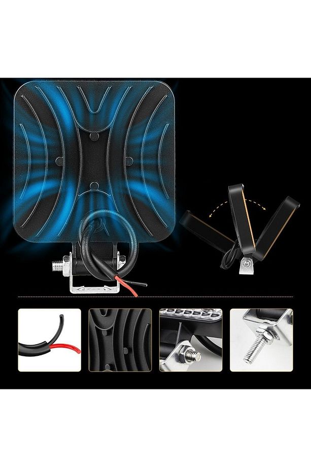 Off Road Traktör Tir Kamyon Sis Fari Ve Çalışma Lambası 16 Led Kare SARI 3 İNÇ 84mm - 4