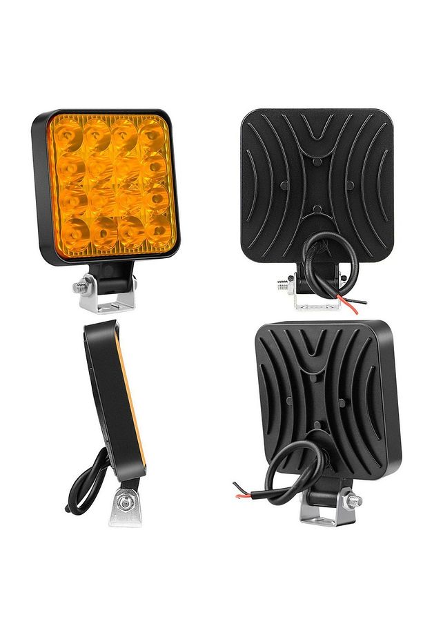 Off Road Traktör Tir Kamyon Sis Fari Ve Çalışma Lambası 16 Led Kare SARI 3 İNÇ 84mm - 5