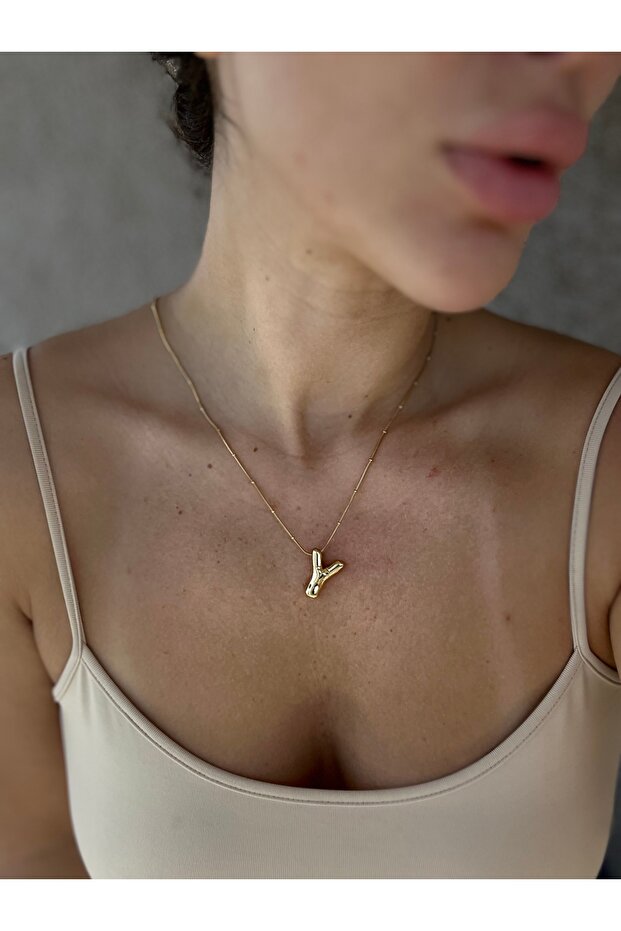 Y Harf Balon Model Çelik Kolye - 2