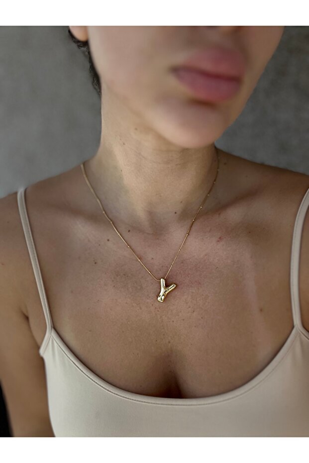 Y Harf Balon Model Çelik Kolye - 4