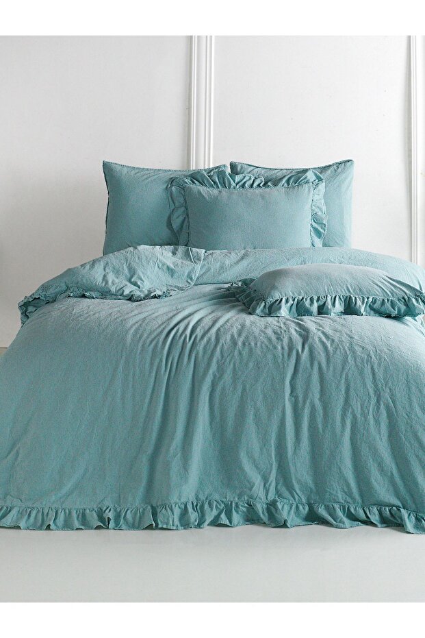 Bedline Nevresim Takımı Tek Kişilik Exclusive Stonewashed Mint - 1