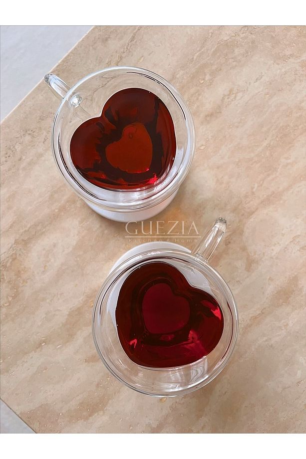 Isıya Dayanıklı Borosilikat Kalp Tasarımlı Çift Cidarlı Cam Bardak Kahve Sunum Bardağı 170 Ml 2 Adet - 3