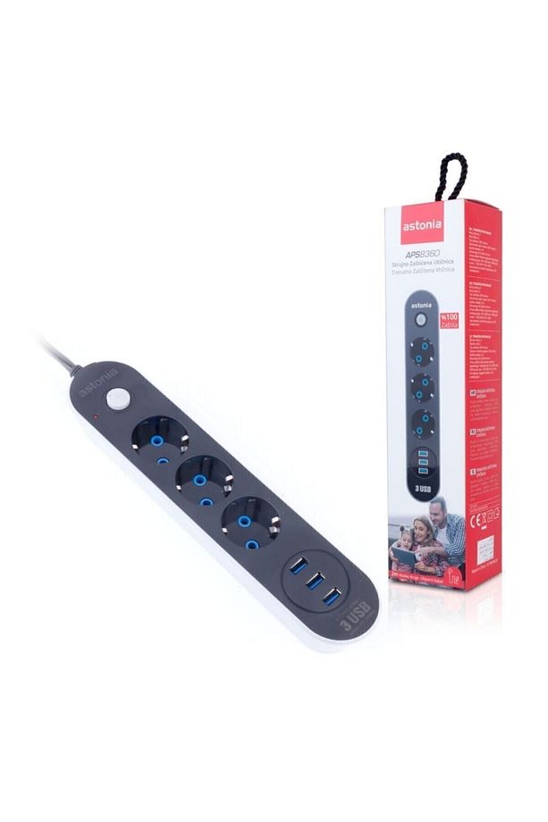 Usb Çıkışlı 3'lü 2 Metre Kablolu Akım Korumalı Priz 10a-2500 Watt - 2