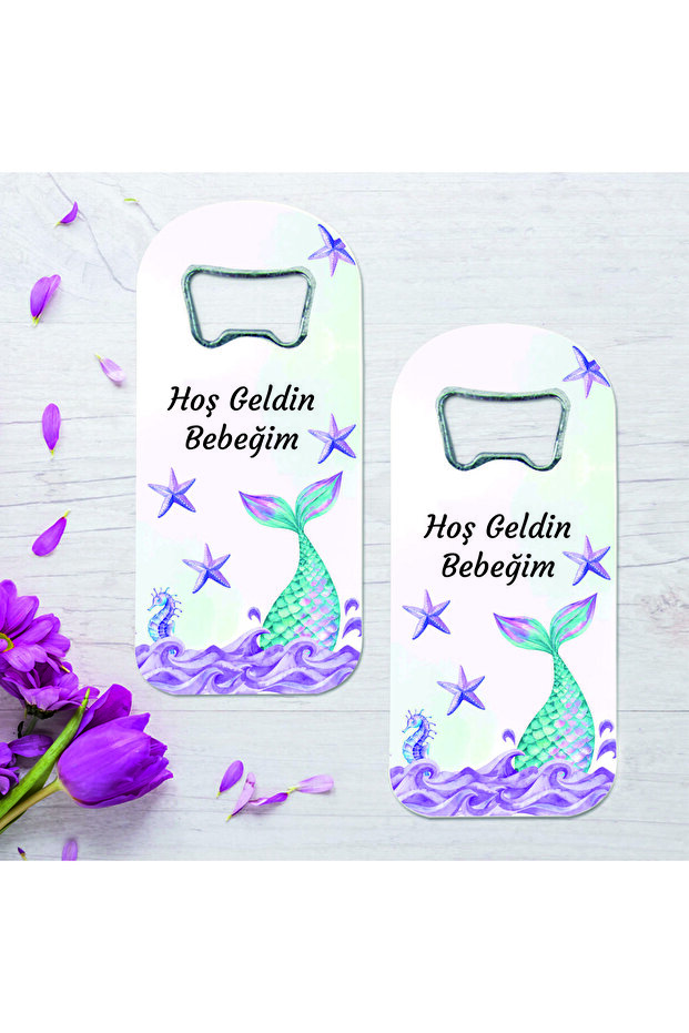 10 pieces (with card and cellophane wrapping) mermaid themed bottle opener magnets