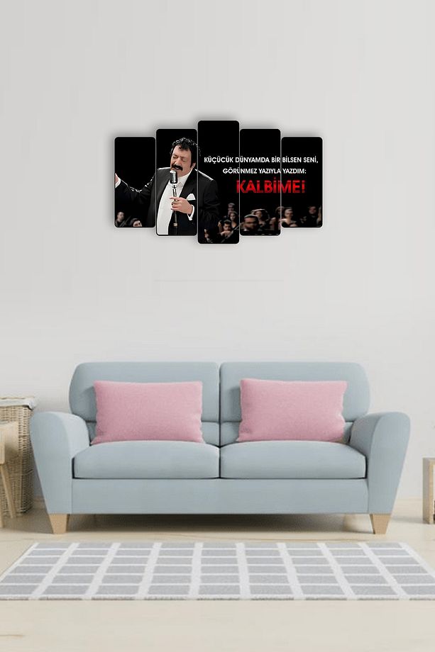 Müslüm Gürses Müslüm Baba 5 Parçalı Mdf Tablo Hediyelik Eşya - 7