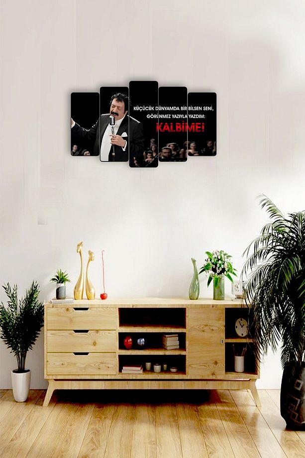 Müslüm Gürses Müslüm Baba 5 Parçalı Mdf Tablo Hediyelik Eşya - 4