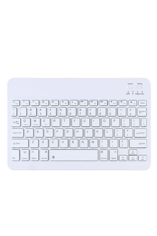 Samsung Galaxy Note 10.1" N8000 Uyumlu Kablosuz Bluetooth Şarjlı Mini Q Klavye Mouse Seti - Beyaz - 2
