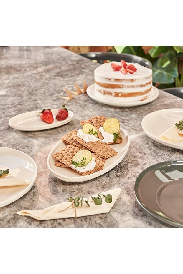 Modern 2-Piece Cream 30 Cm Large Size Kayak Daily Presentation Plate Service Set