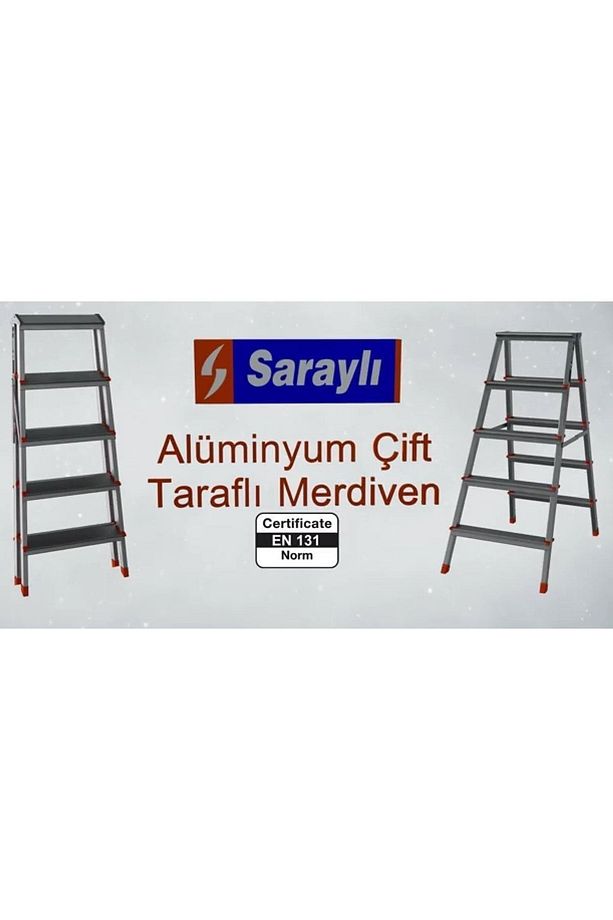 Xxx Paslanmaz Alüminyum Çift Çıkışlı Çift Taraflı Seyyar Merdiven 5 5 Basamaklı - 2