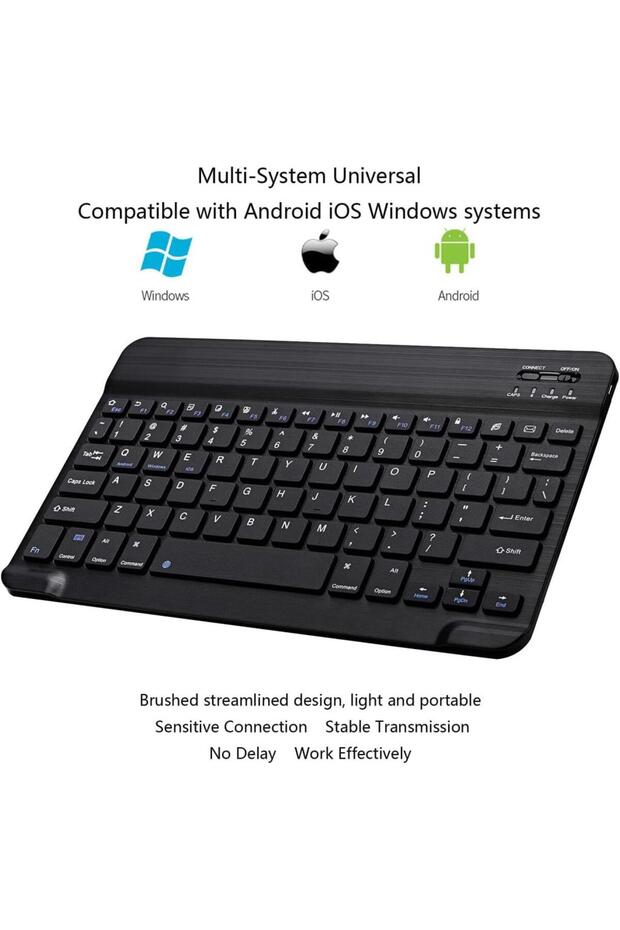 Technopc Ultrapad UP10.S21LA 10" Uyumlu Kablosuz Bluetooth Şarj Edilebilir Mini Q Klavye - Siyah - 3