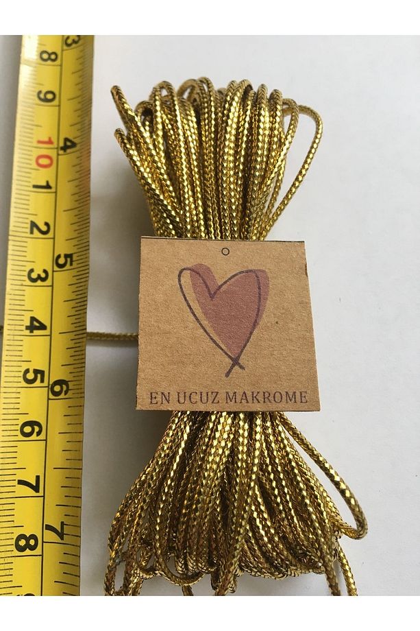Makrome Yardımcı Ip (10 Metre) Gold Simli Altın Monofil Süsleme Paketleme Anahtarlık Gökkuşağı Ipi - 2