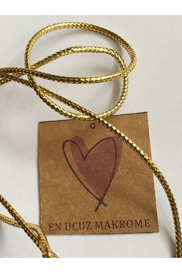 Makrome Yardımcı Ip (10 Metre) Gold Simli Altın Monofil Süsleme Paketleme Anahtarlık Gökkuşağı Ipi - 3