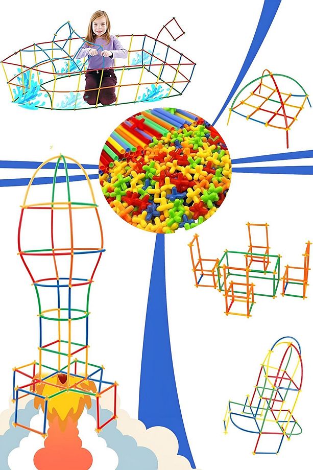 Eğitici Bambu Çubukları Yapı  600 Parça Puzzle Zeka Oyunları Kodlama Oyuncakları Tak Çıkar Oyuncak - 6