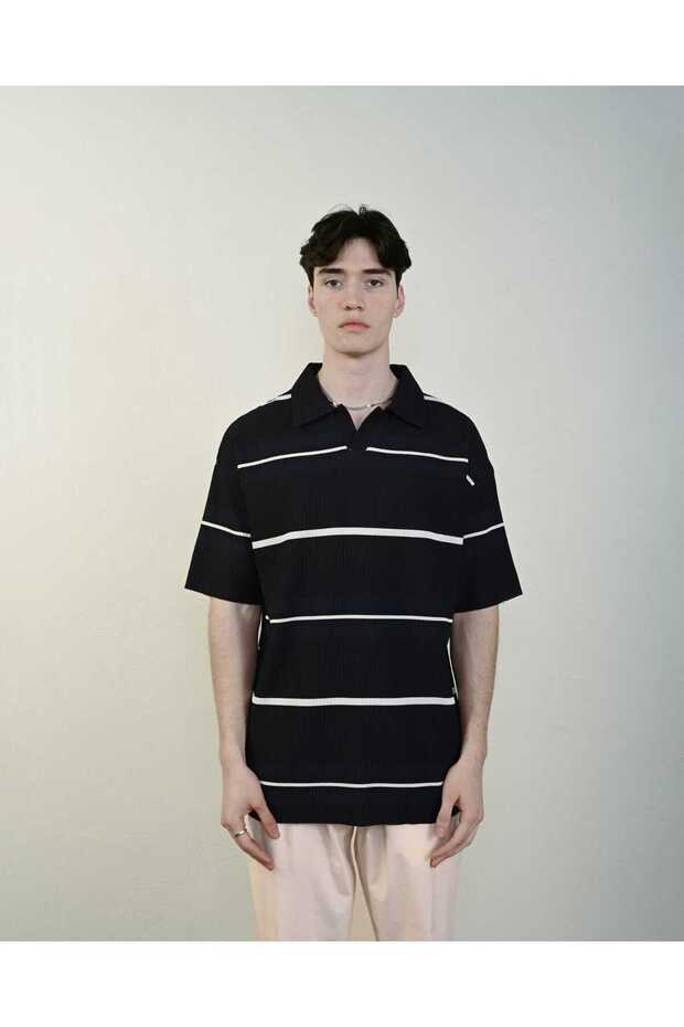 Oversize Double Breasted Button Collar T-Shirt - 1