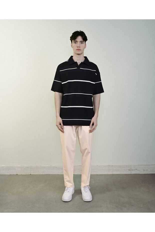 Oversize Double Breasted Button Collar T-Shirt - 4