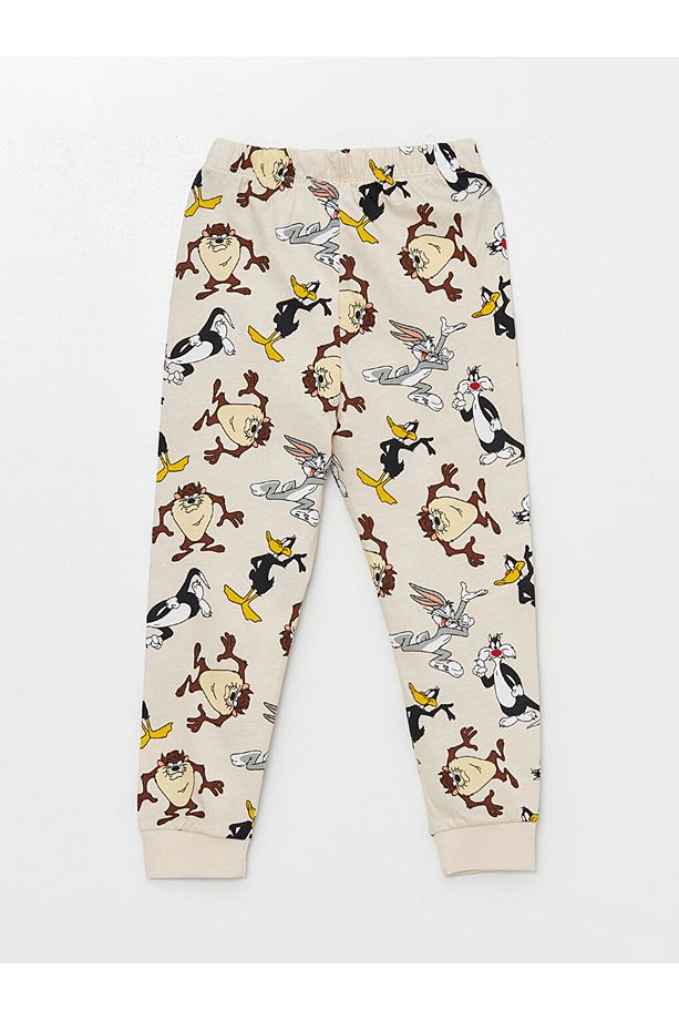 LCW Bisiklet Yaka Kısa Kollu Tazmanya Canavarı Baskılı Erkek Bebek Pijama Takımı - 5