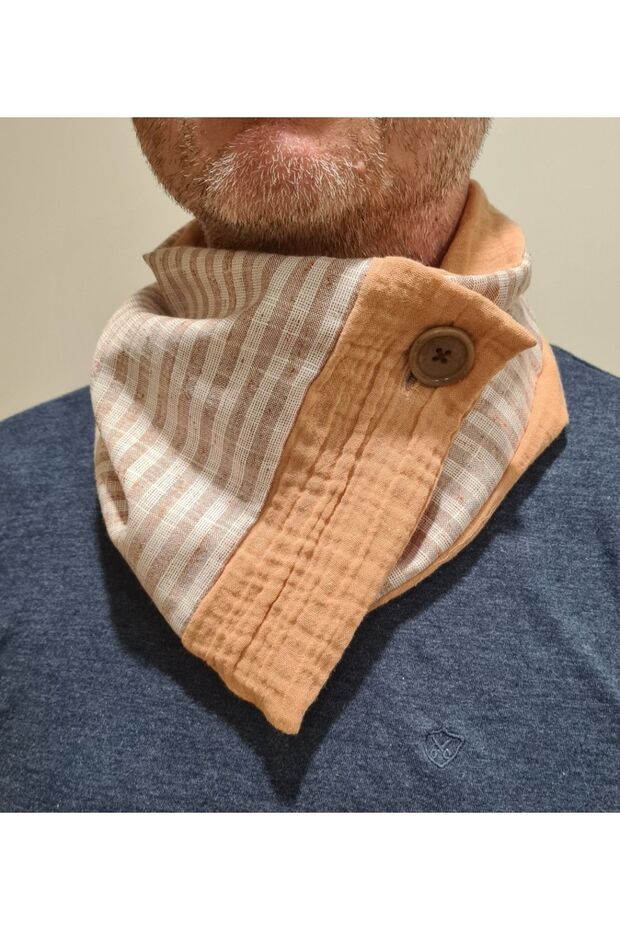 Summer Men's Muslin - Linen Cotton Fabric Neck Collar-2, Father's Day Gift