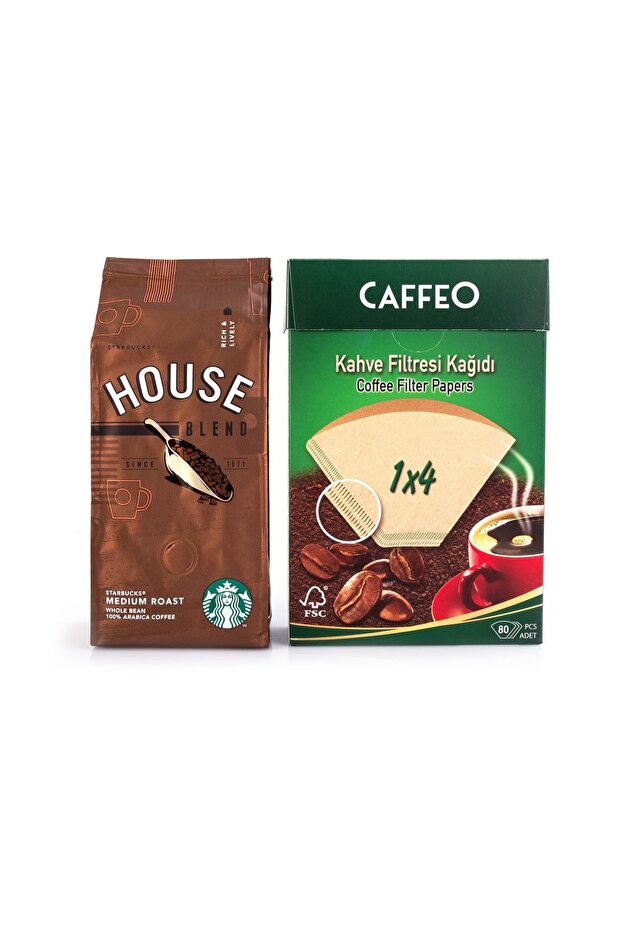 Starbucks House Blend Filter Coffee 250gr French Press and Caffeo Filter Paper 1x4 80pcs