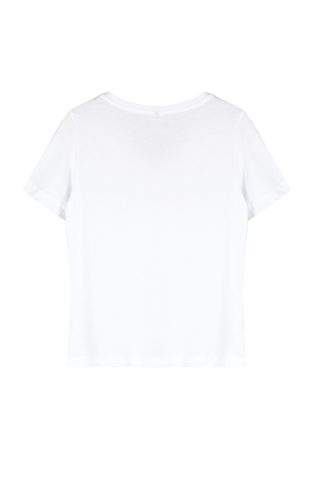 Beyaz %100 Pamuk Regular/Normal Kalıp Nakışlı V Yaka Örme T-Shirt TWOSS24TS00266 - 8
