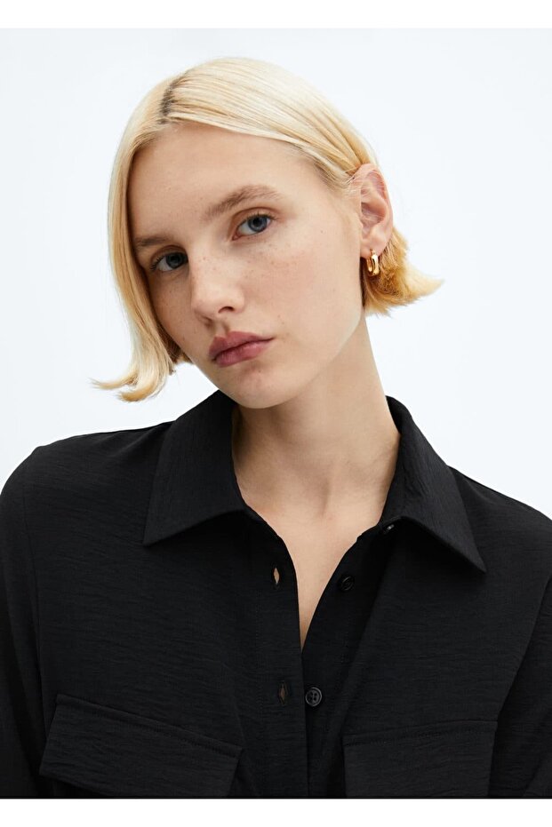 Kuşaklı gömlek elbise - 6