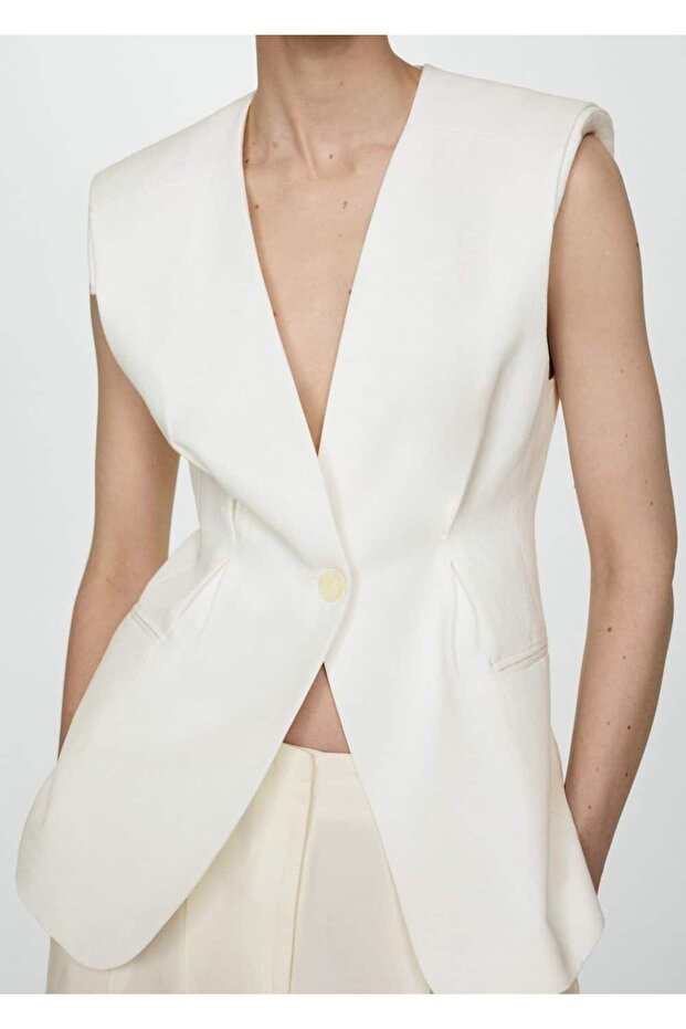 Düğmeli uzun yelek - 1