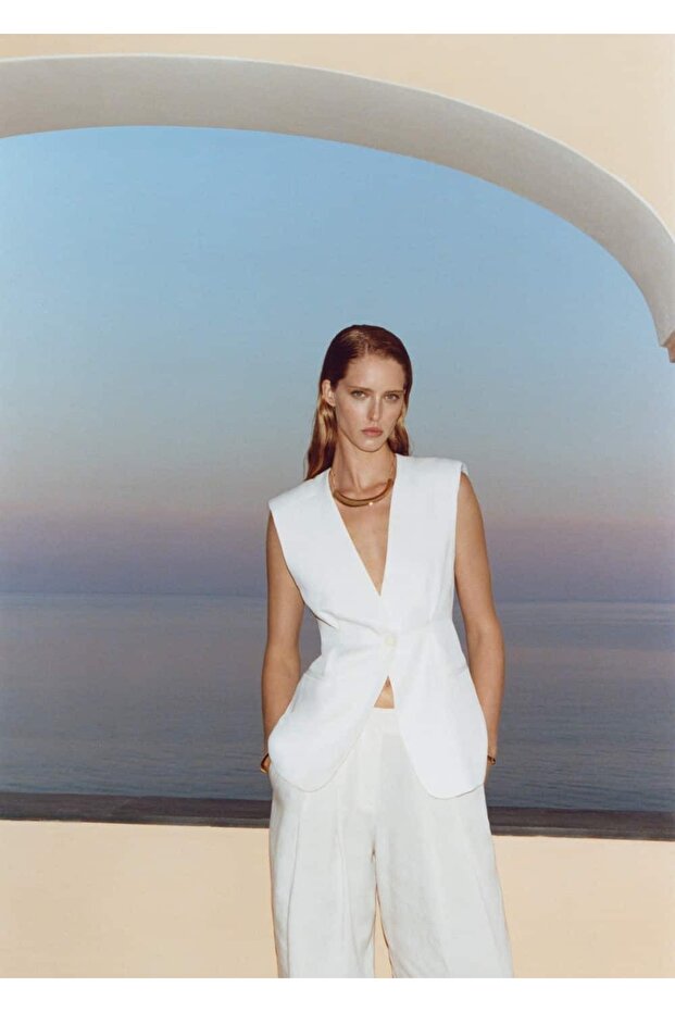 Düğmeli uzun yelek - 8