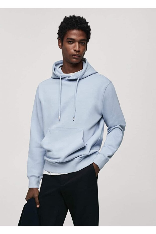 Hafif pamuklu kapüşonlu sweatshirt - 1