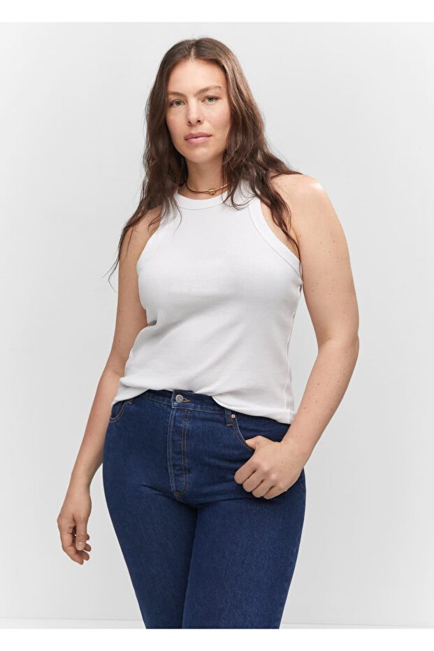 Lastik örgü pamuklu bluz - 6