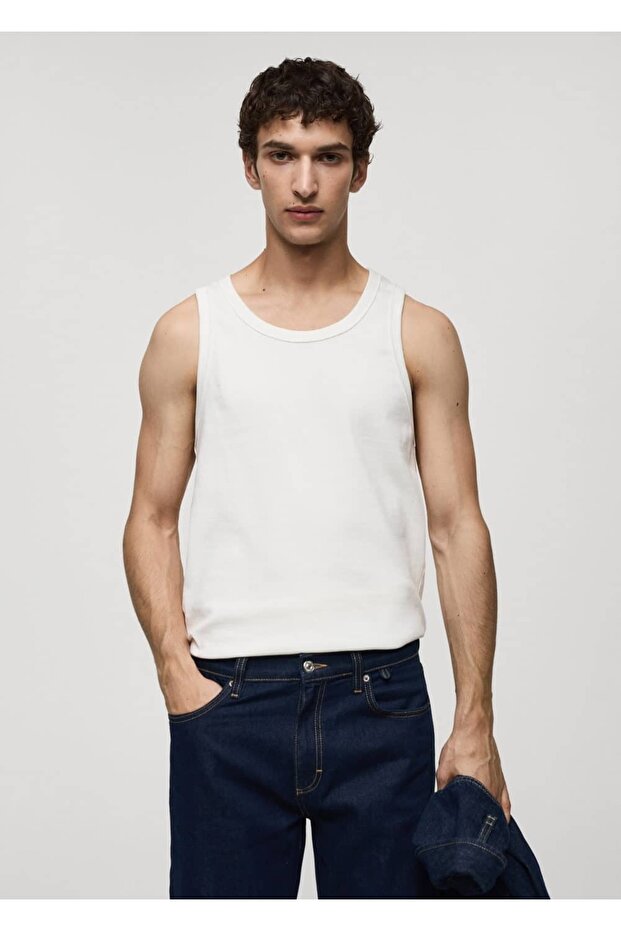 Pamuklu askılı tişört - 1