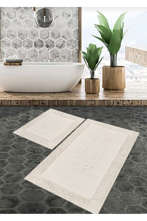 Special 2-Piece Ottoman Pattern Cotton Toilet Set Cream 100% Cotton