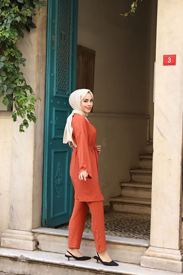 بدلة كيمونو مزدوجة بحزام - 5