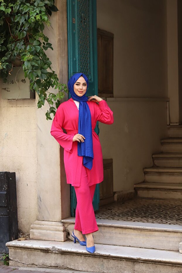 بدلة كيمونو مزدوجة بحزام - 1