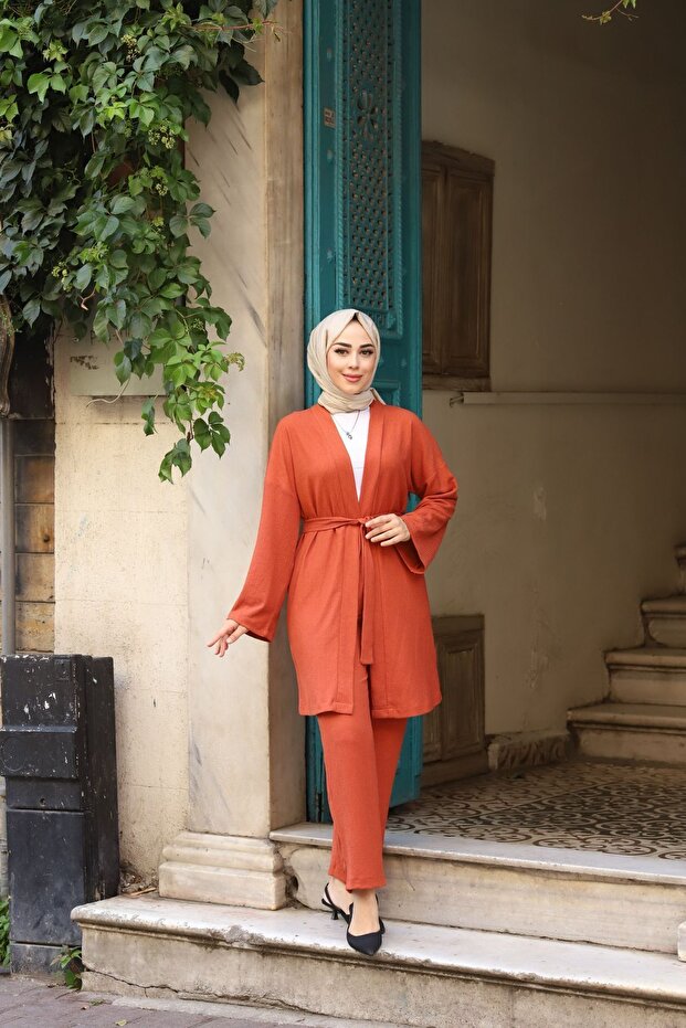 بدلة كيمونو مزدوجة بحزام - 1