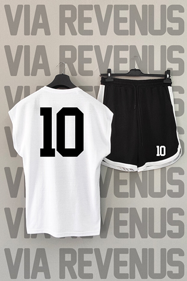 Number 10 Printed Zero Sleeve Tshirt and Shorts Sports Set