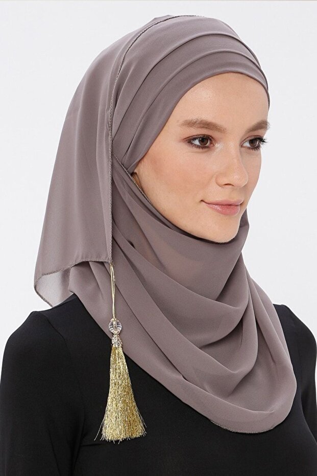 Bonnet Ready Turban Practical Stylish Scarf Hürrem Chiffon Tasseled Mink Wrap Head Scarf Hijab Bonnet Shawl
