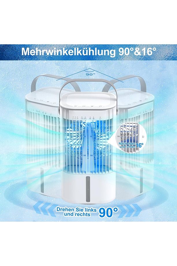 Mobil Klima,5'i 1 Arada Taşınabilir Klima, USB Mini Hava Soğutucu, Renkli Gece Lambası, 90° Salınım - 6