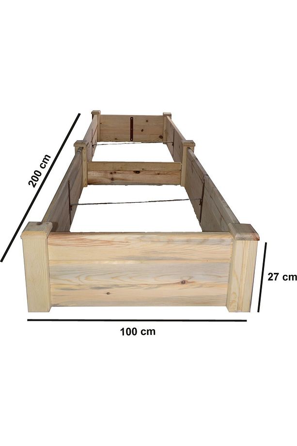 Ahşap Sebze Tarhı/Yükseltilmiş Sebze Yatağı/Çıralı Çam 100x200x27 - 2