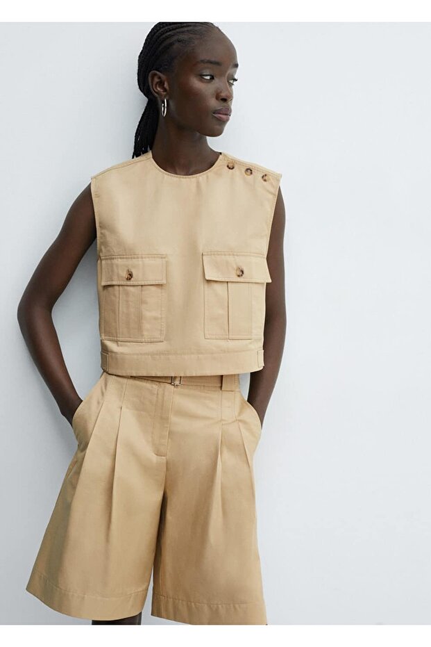 Pens detaylı Bermuda şort - 5