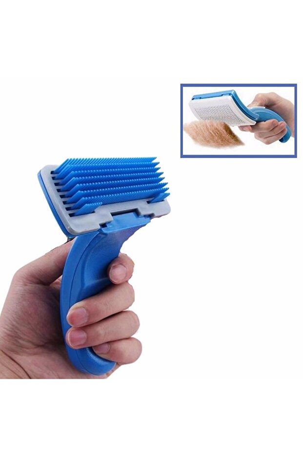 Metal Tooth Buffer Hair Lightener Cat Dog Pet Grooming Brush + Self-Cleaning Care Comb