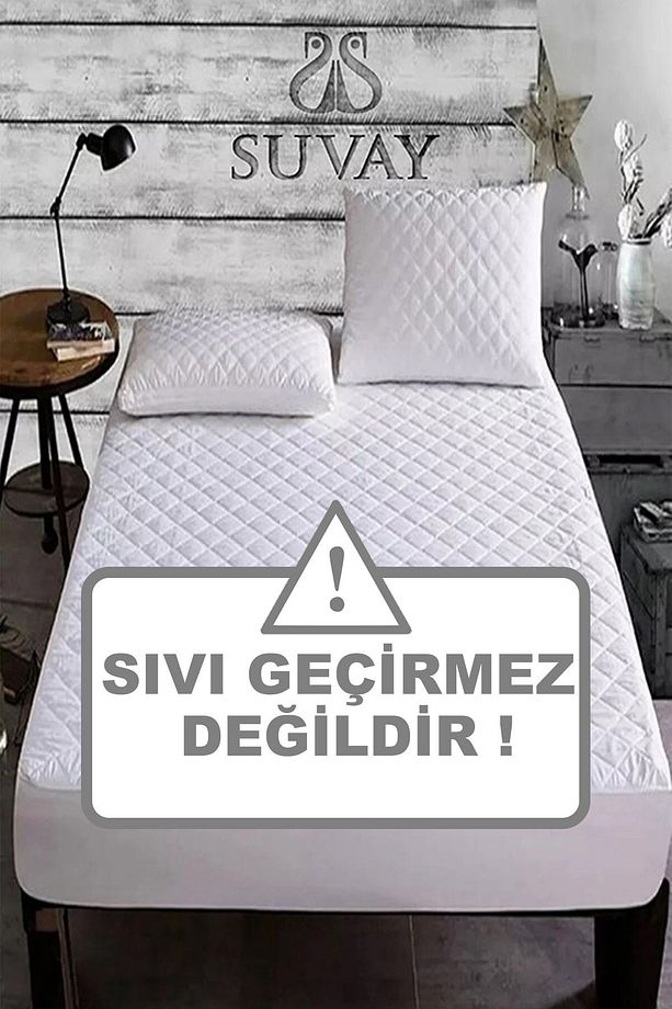 Kapitone Fitted Yatak Koruyucu Alez Tek Çift Kişilik Pamuklu Yatak Alezi - Sıvı Geçirmez Değildir! - 3