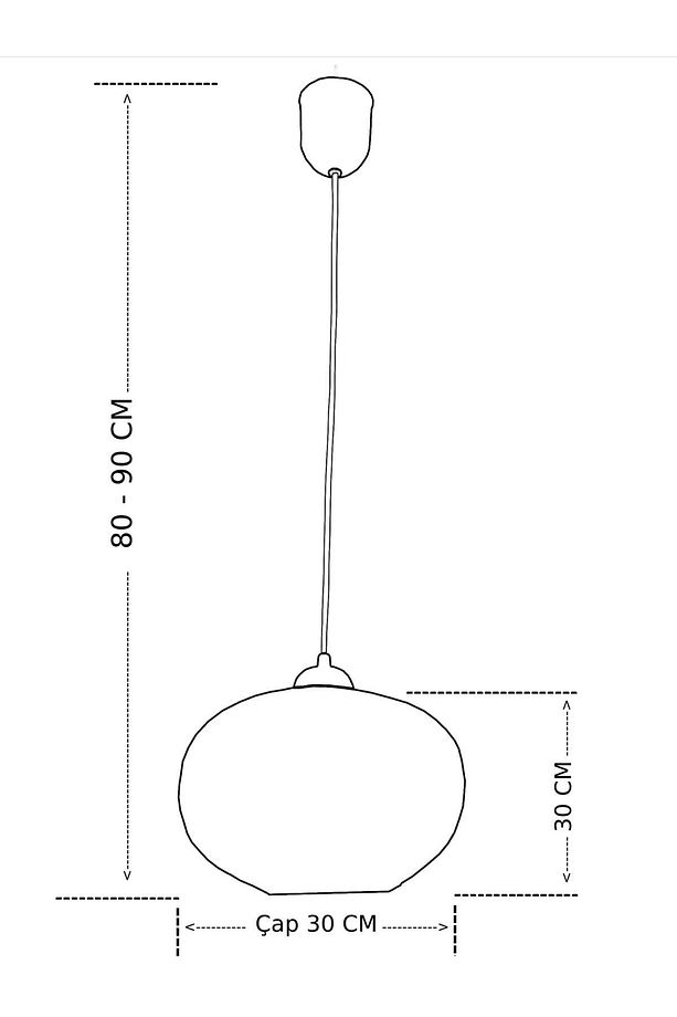 Ip Sarkıt Avize Büyük Boy Top Avize 30 Cm Çap Krem Rengi - 8
