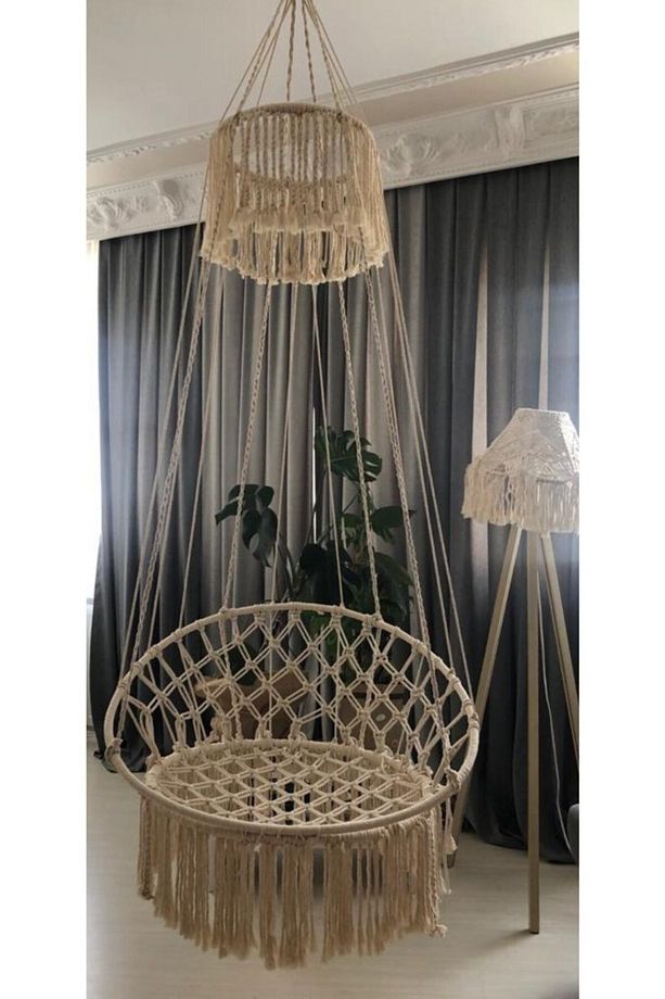 Yılbaşı Makrome Özel Örgü Halatlı Salıncak Hamak Pamuk Ip 270420 - 6