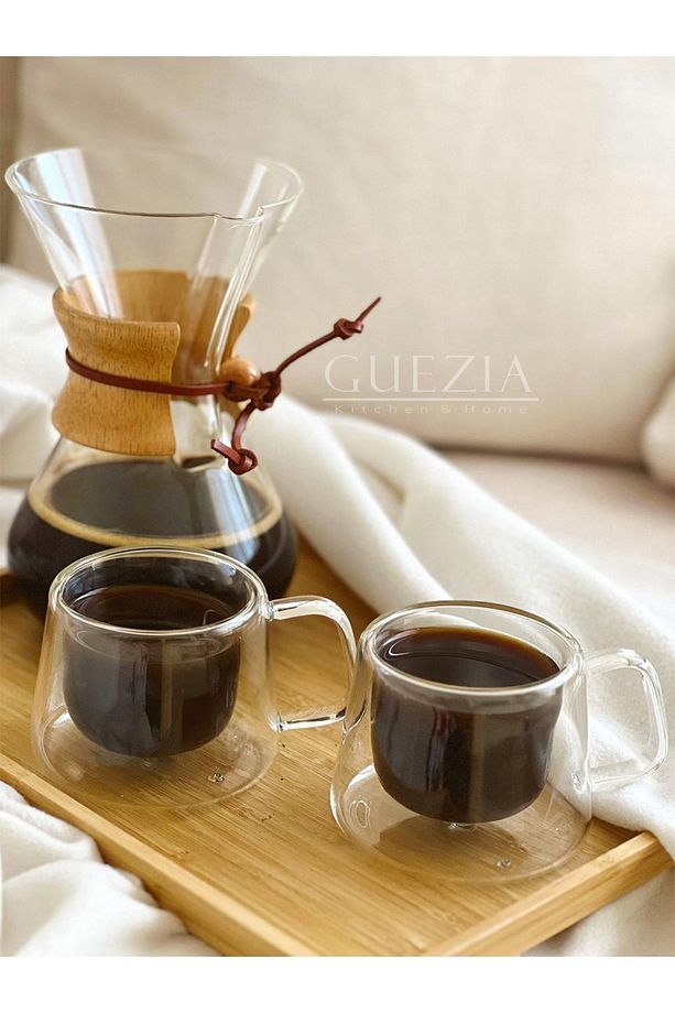 Dayanıklı Kulplu Çift Cidarlı Espresso Bardak | Kahve Bardağı | Borosilikat 2 Adet | 200 ml - 5