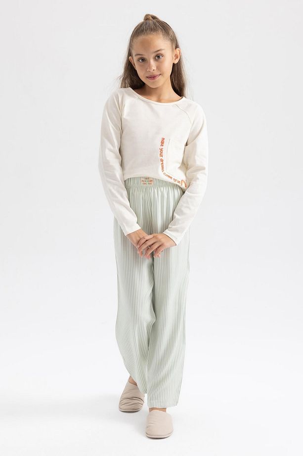 Kız Çocuk Baskılı Uzun Kollu Pijama Takımı A7597a823au - 4