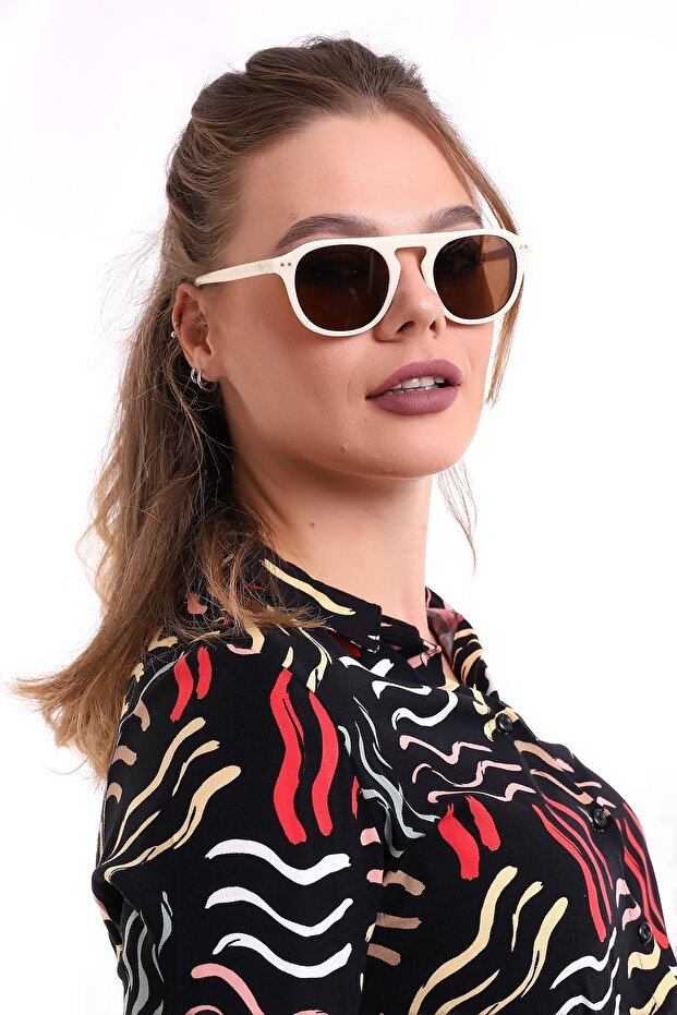 Unisex Huge Cream Brown Sunglasses