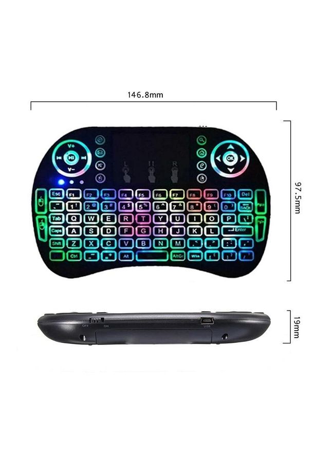 Mini Klavye Led Işıklı Kablosuz Bluetooth Şarj Edilebilir Mini Türkçe Klavye Mouse Smart Tv Box - 1