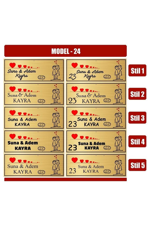 Kişiye Özel Metal Kapı Isimliği-yapışkanlı Kapı Süsü Model 0024 - 1