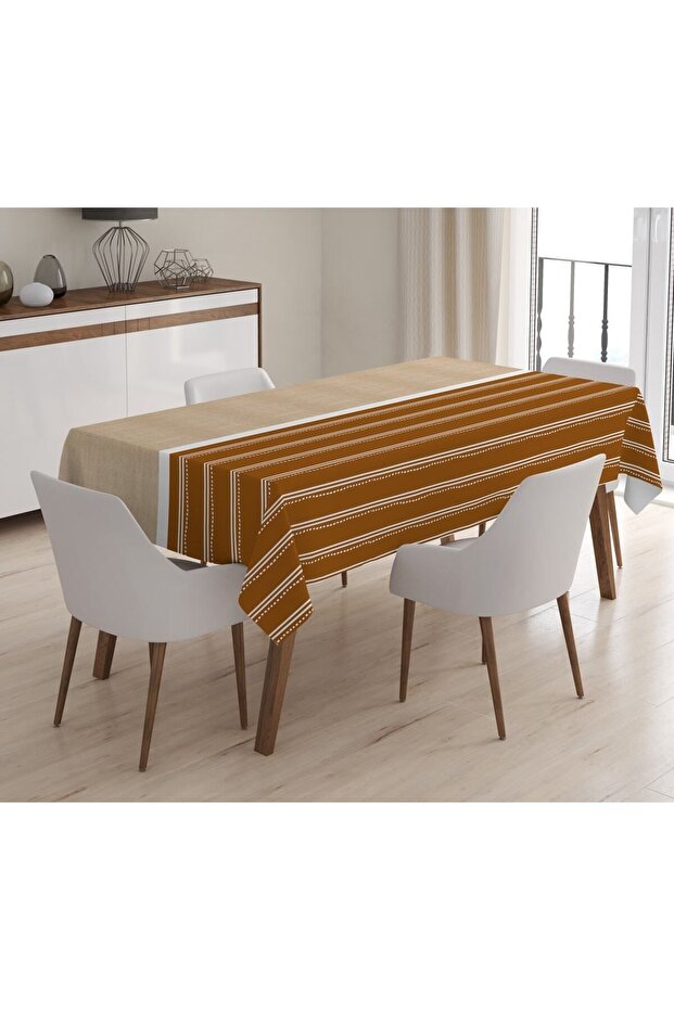 Modern Brown Patterned Tablecloth - 1